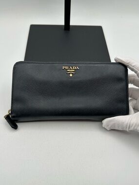 Prada Saffiano Leather Zip Around Wallet
